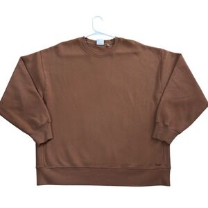 TNA Aritzia Sweatfleece Cozy Fleece Boyfriend Fit Crewneck Brown Large